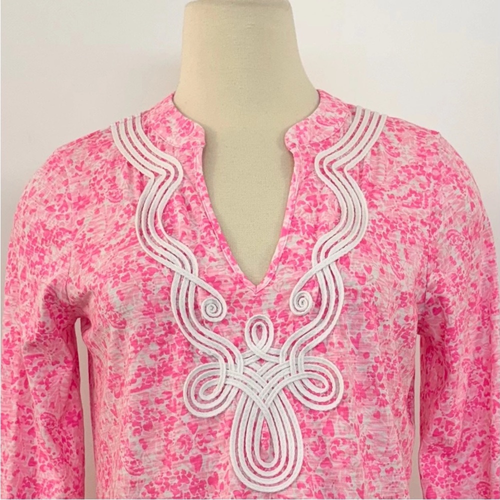Lilly Pulitzer Kaia Knit Tunic Pink “Invest A Gator”Floral print Cotton EUC M - Picture 2 of 8